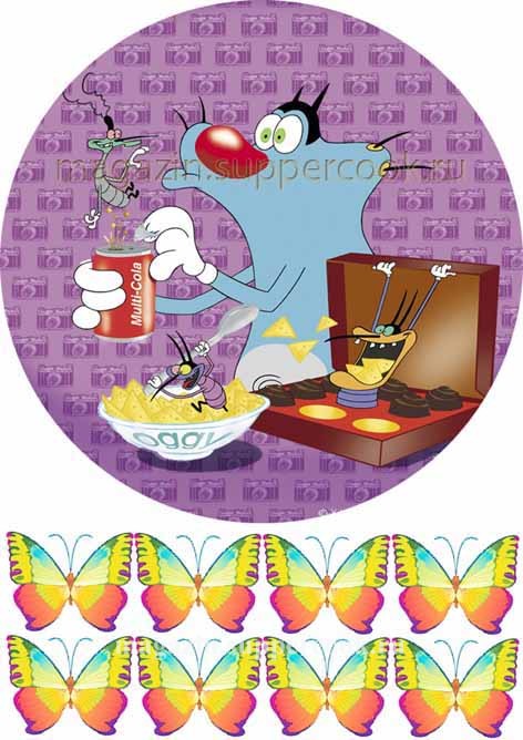 Вафельная картинка "Огги и кукарачи №4"