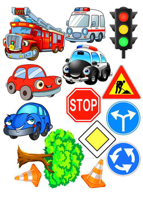 Вафельная картинка для топперов и пряников Машинки, знаки