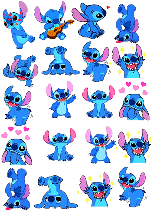 Вафельная картинка для топперов и пряников Стич маленькие