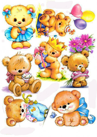 Вафельная картинка для топперов и пряников Медвежата