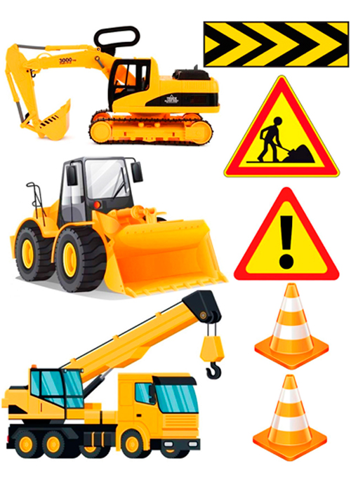 Вафельная картинка для топперов Строительная техника