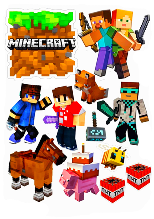 Вафельная картинка для топперов и пряников Майнкрафт тортик