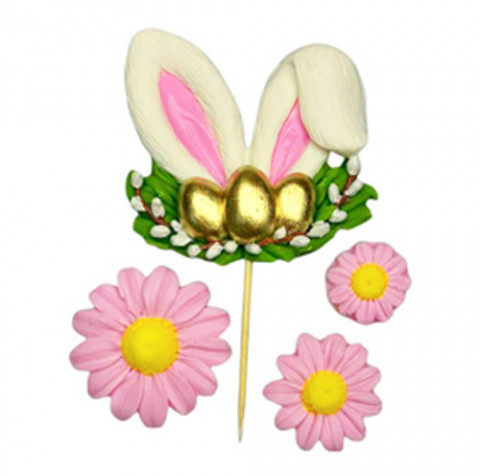 Шоколадное украшение “Ушки зайчика розовые”