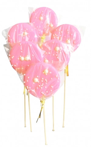 Леденец из сахара нежно-розовый с посыпкой (не прозрачный) 1шт