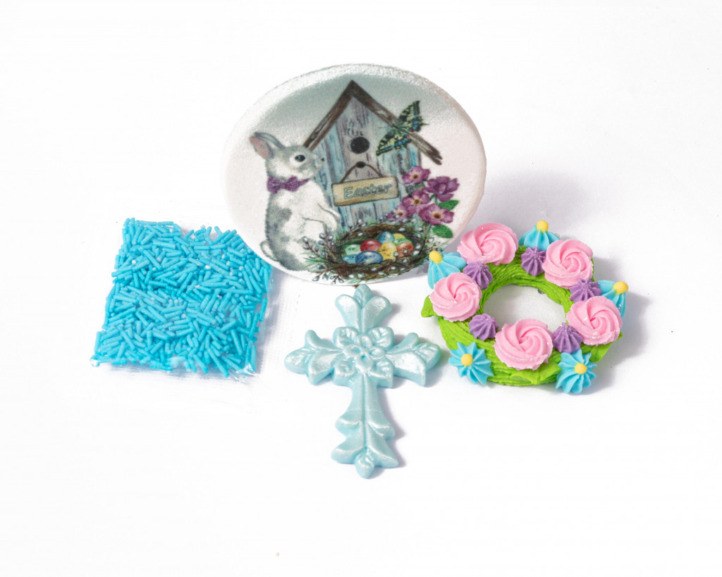 Сахарное украшение Веночек с крестиком