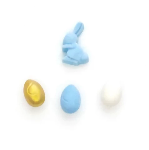 Шоколадний декор “Пасхальний зайчик з яєчками” блакитний
