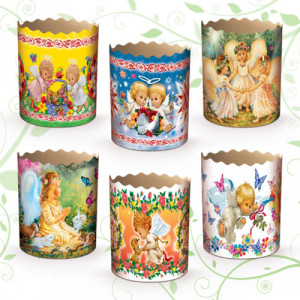 Форма для пасхи бумажная "Ангелочки" (70мм х 85мм) 10шт