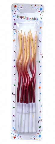 Набор свечек для торта витые градиент желто-красные 6шт