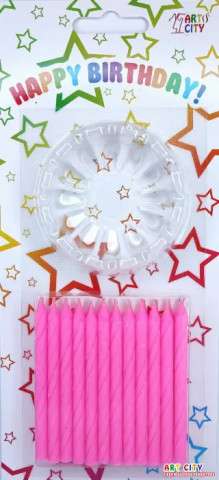 Набір свічок для торта рожеві 24шт