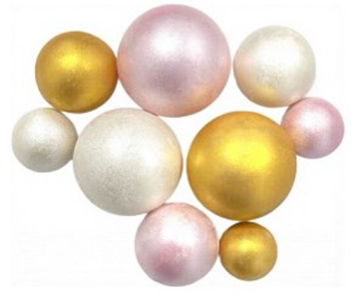 Шоколадные сферы Розово-бело-золотые (9шт)