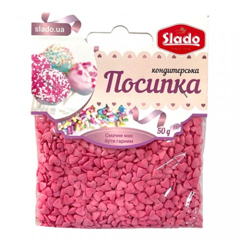 Посыпка фигурная розовая “Сердечки” 50г
