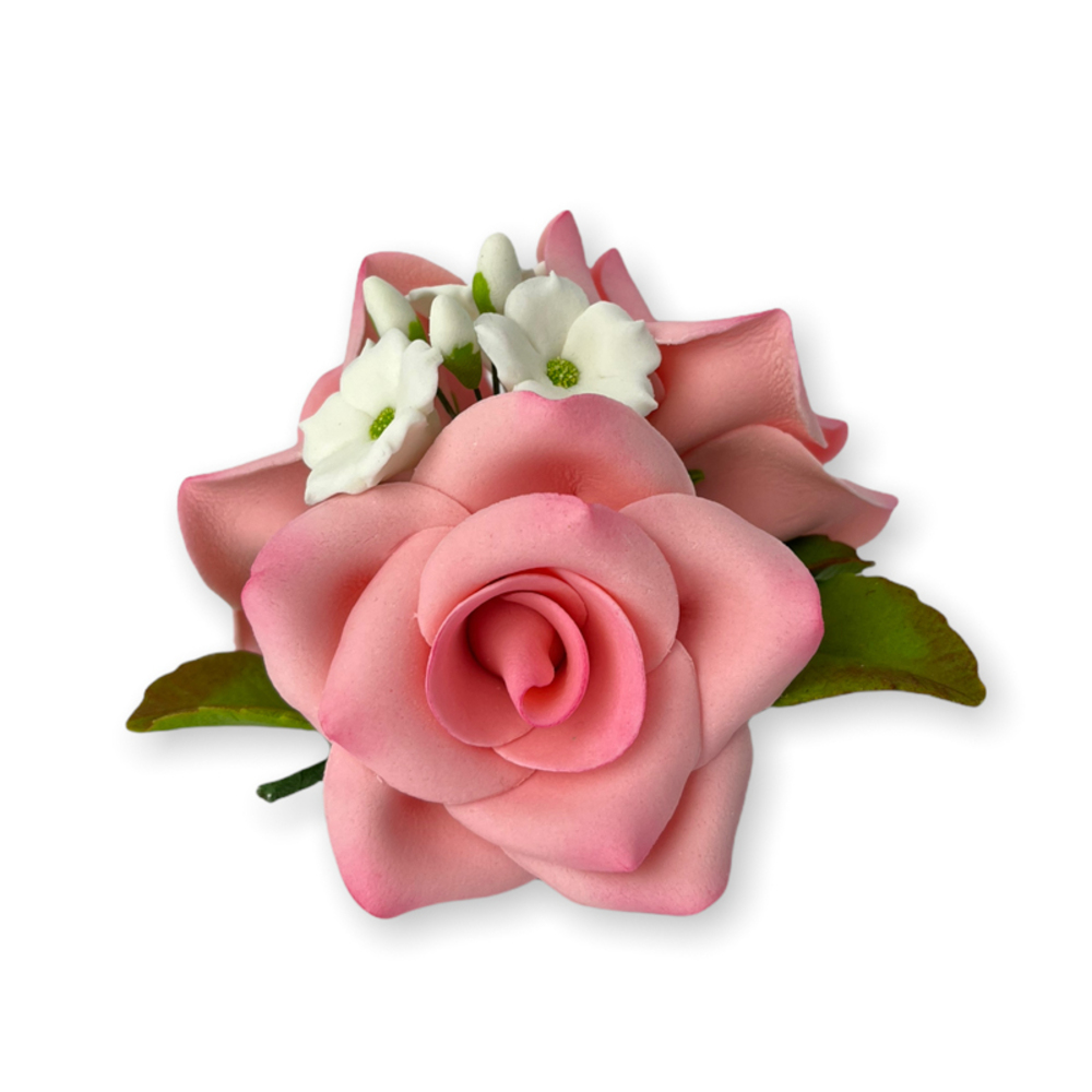 Сахарное украшение Букет роз 3шт розовые