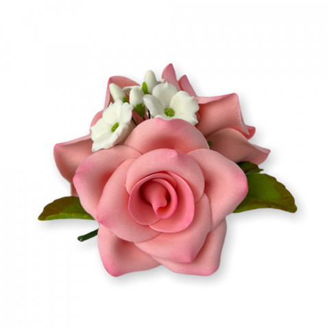 Сахарное украшение Букет роз 3шт розовые