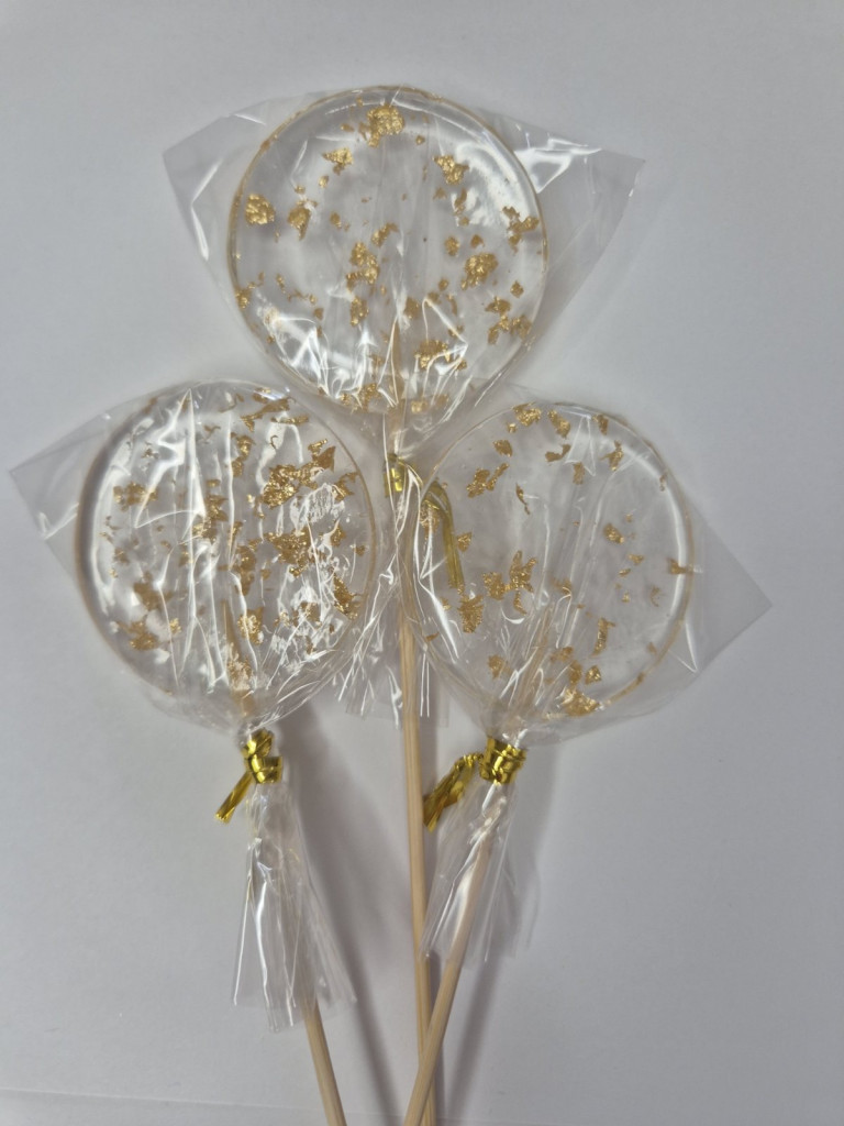 Льодяник з ізомальту прозорий із золотом 1шт