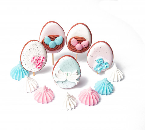 Цукрова прикраса "Яйця і голуби"