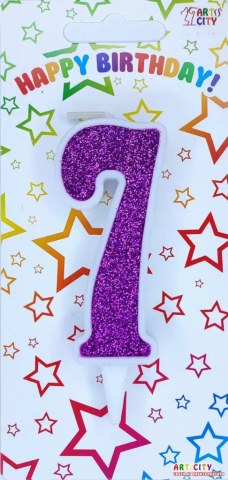 Свічка для торта цифра "7" фіолетова