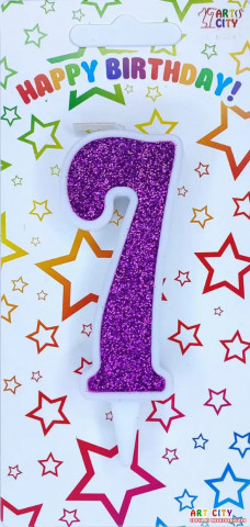 Свеча для торта цифра "7" фиолетовая