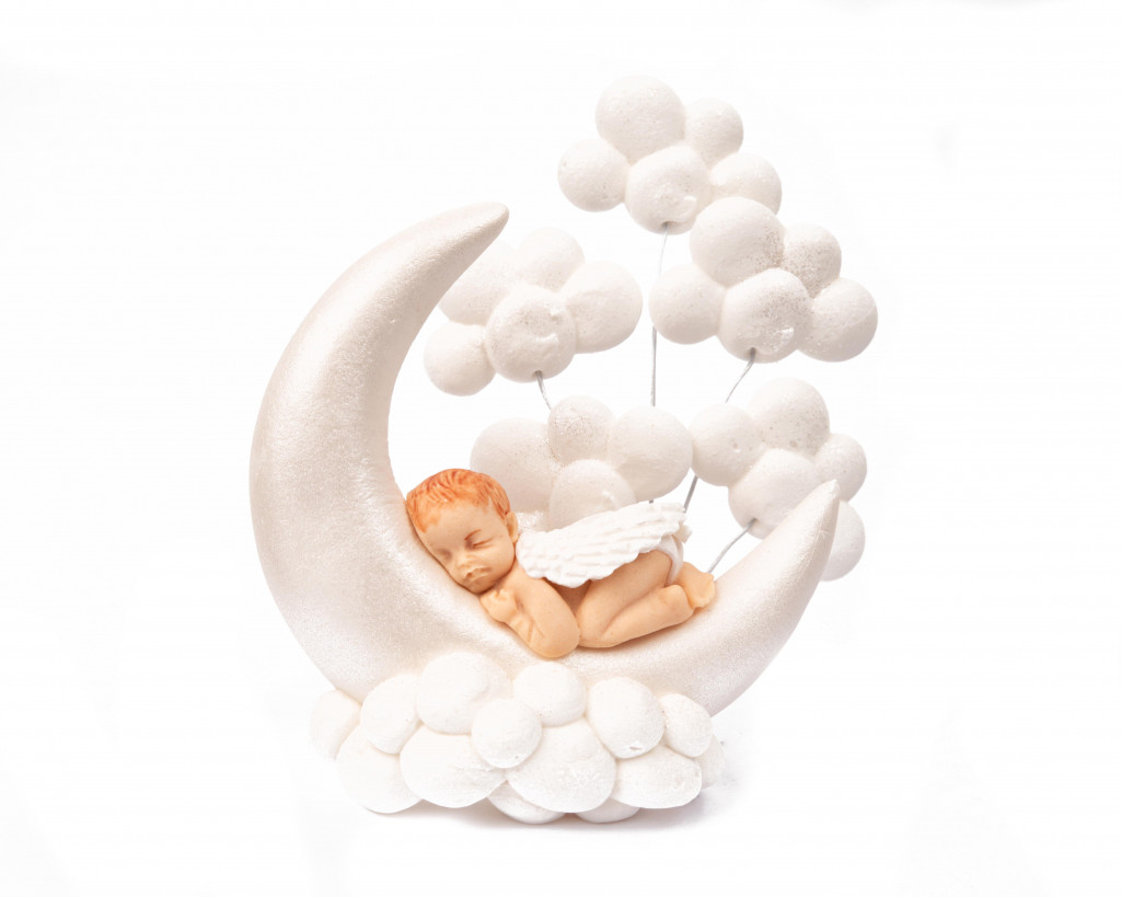 Сахарное украшение Малыш на месяце белый