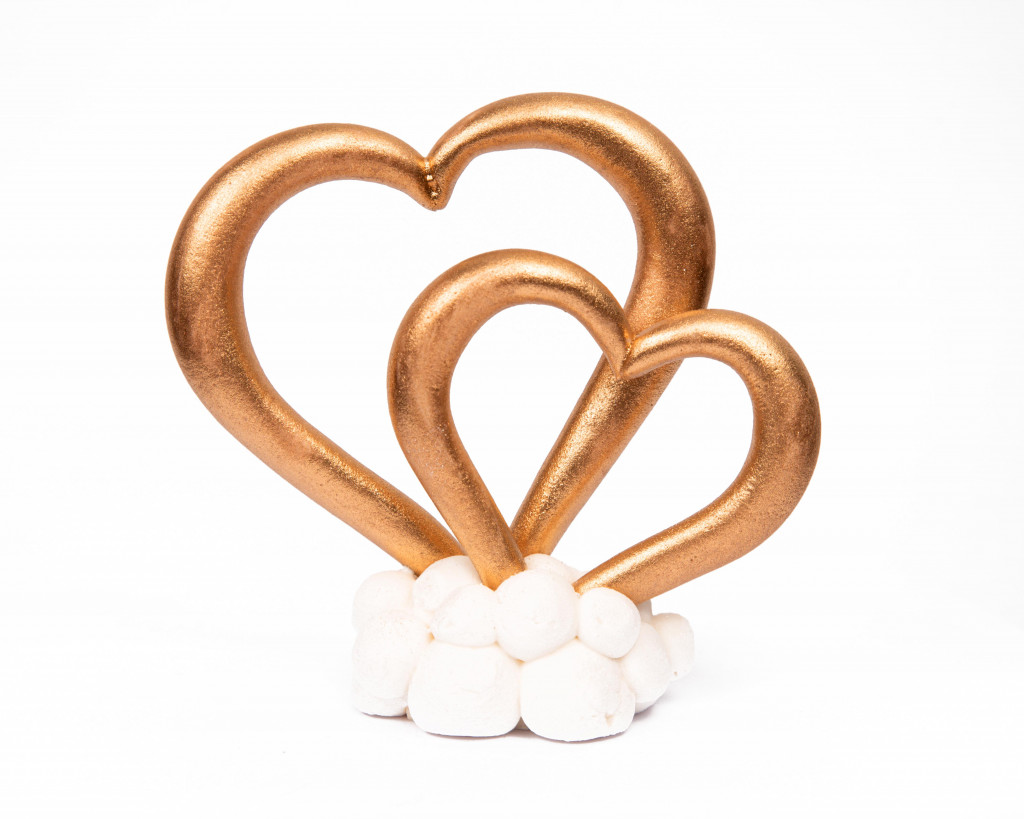 Цукрова прикраса Весільні серця золото