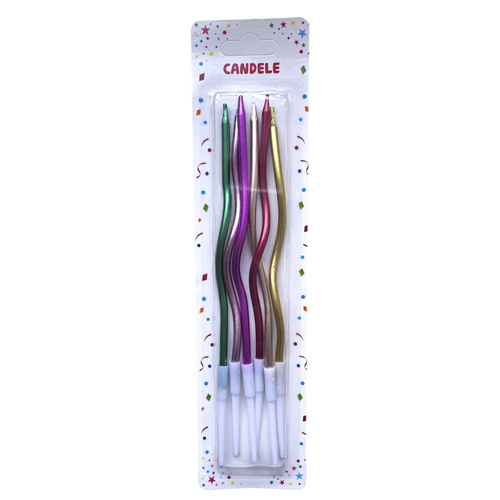 Набор свечек для торта витые металлик ассорти 6шт