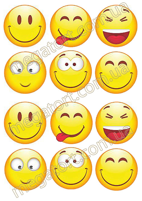Вафельная картинка для капкейков Смайлики №19