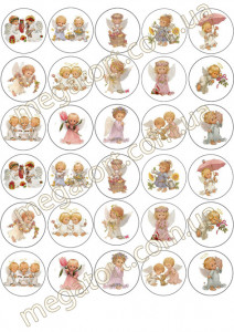 Вафельная картинка для капкейков Ангелочки №46