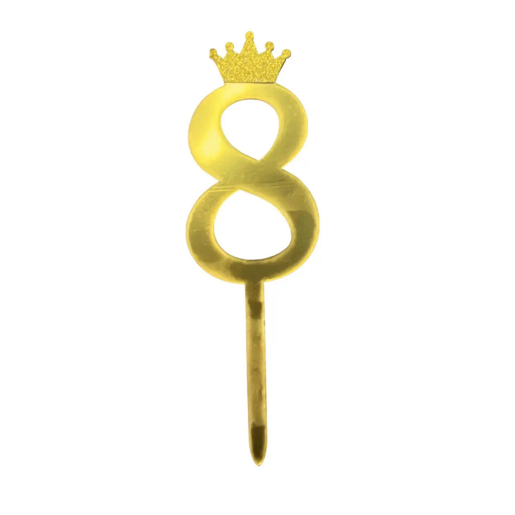 Зеркальный топпер цифра 8 золото