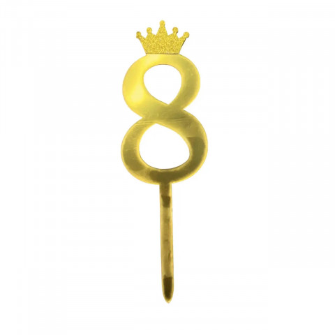 Зеркальный топпер цифра 8 золото