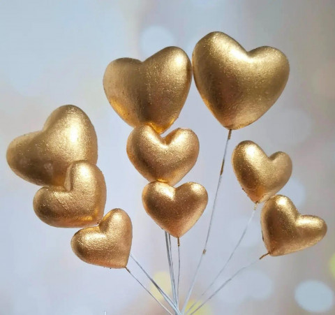 Набір цукрових топерів Сердечка золото