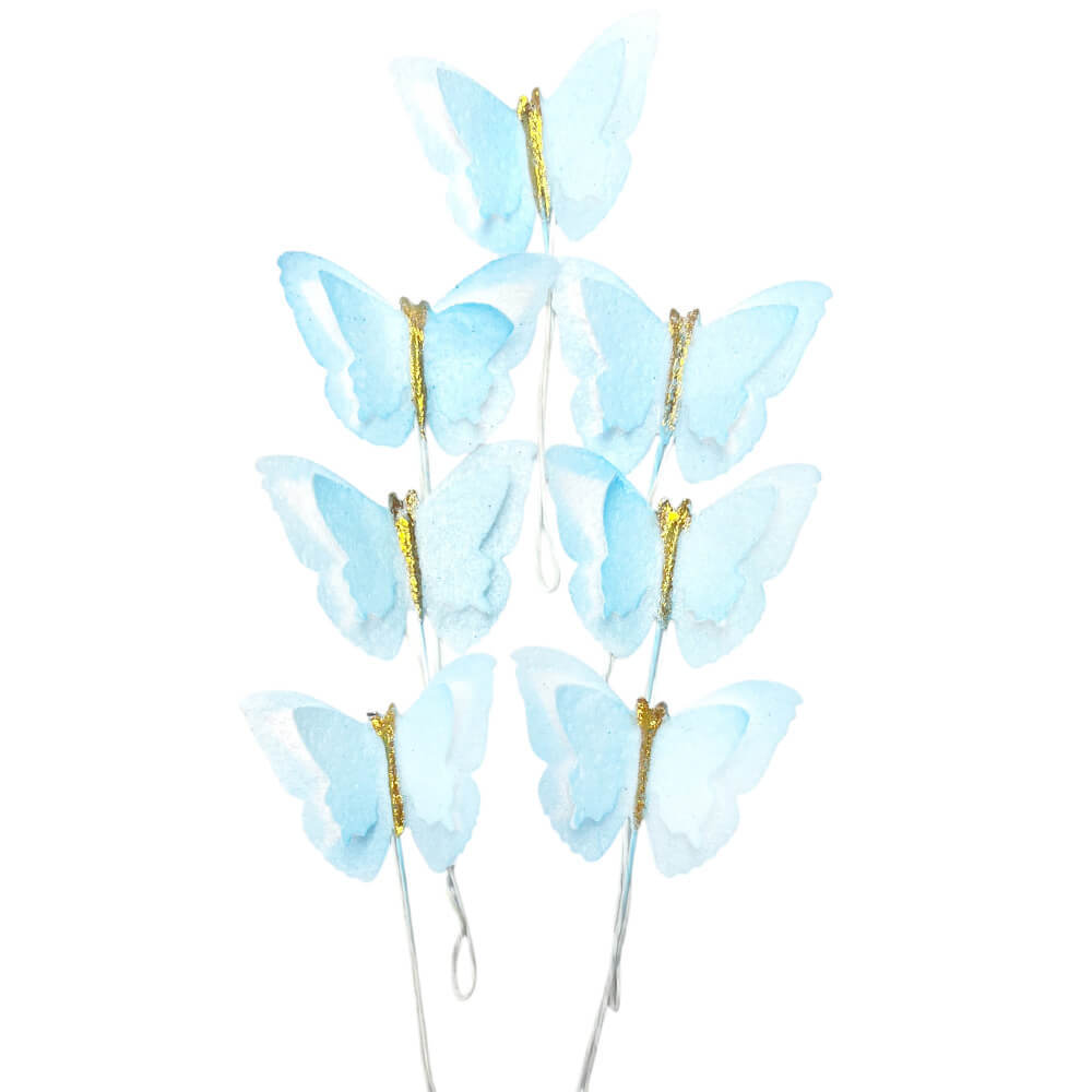 Вафельная бабочка голубая с золотом Сладо 7шт