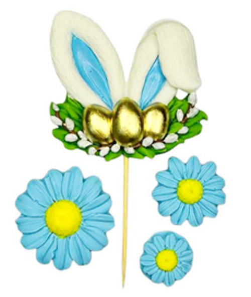 Шоколадное украшение “Ушки зайчика голубые”
