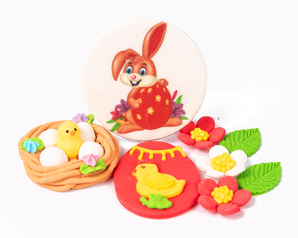 Сахарное украшение "Зайчик с гнездышком"