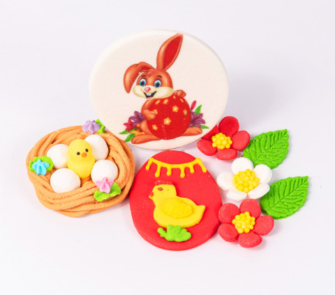 Цукрова прикраса "Зайчик з гніздечком"