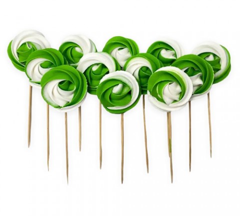 Безе (меренга) на палочке бело - зеленое (1шт)