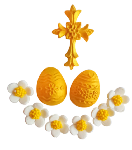 Набор пасхальный “Яйца и крестик” золото