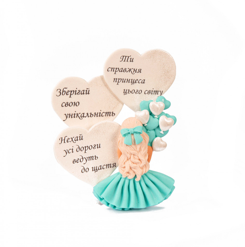 Набір топерів Дівчина з сердечками в бірюзовому
