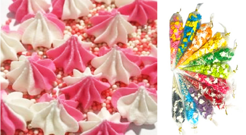 Набор меренга с посыпкой бело-розовая