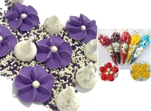 Набор меренга с цветами и посыпкой фиолетовая