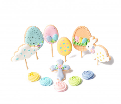 Сахарное украшение "Зайчик, облако, крестик"