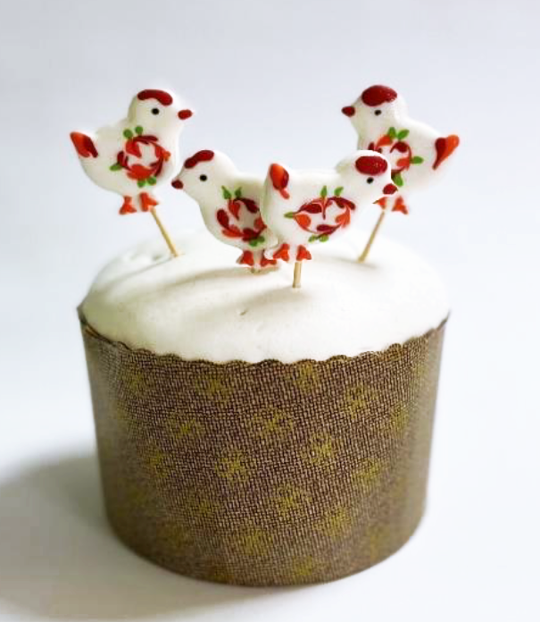 Цукрова прикраса "Курча писанка (пара)"