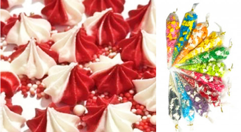 Набор меренга с посыпкой бело-красная