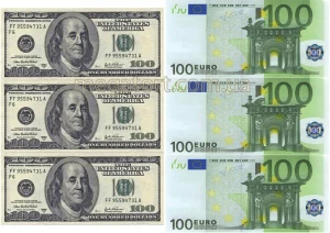 Вафельна картинка "Долари-євро №2"