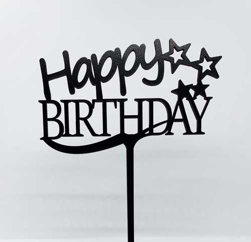 Топпер "Happy Birthday" ДВП черный