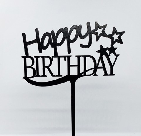 Топер "Happy Birthday" ДВП чорний
