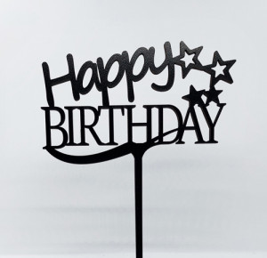 Топпер "Happy Birthday" ДВП черный