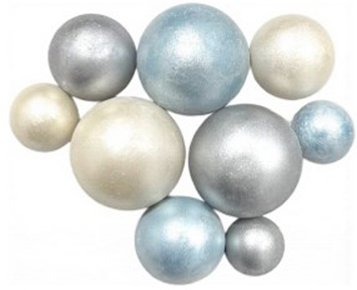 Шоколадные сферы голубо-бело-серебряные (9шт)