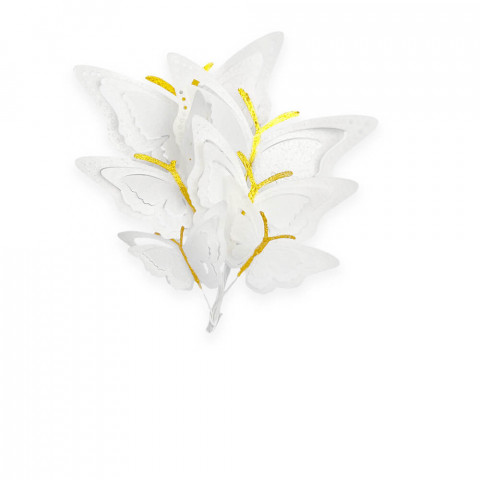 Вафельная бабочка белая с золотом премиум 3шт