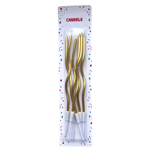 Набор свечек для торта витые металлик золото 6шт