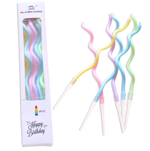 Набор свечек для торта витые макарун 6шт