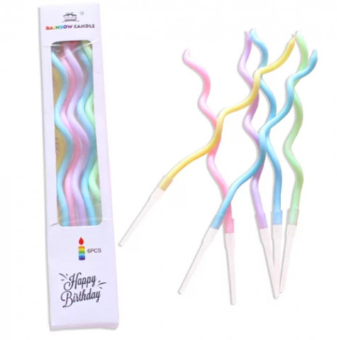 Набор свечек для торта витые макарун 6шт